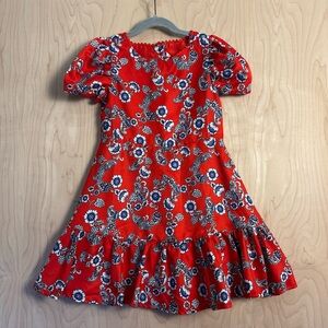 janie and jack red floral dress size 6 nwt